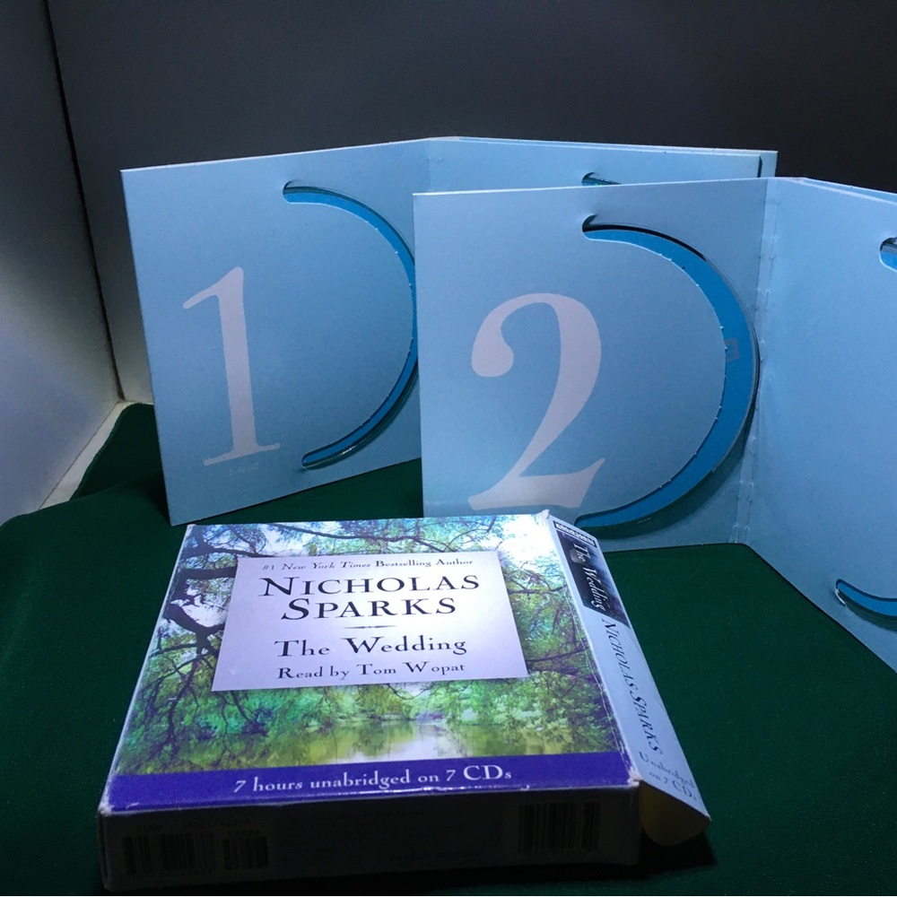 “The Wedding” Audio CDs.  By Nicholas Sparks.  North Carolina town setting.